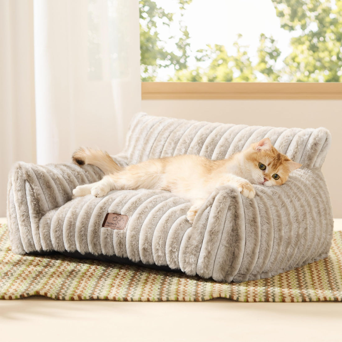 Fluffy Pet Couch Bed with Washable Cover