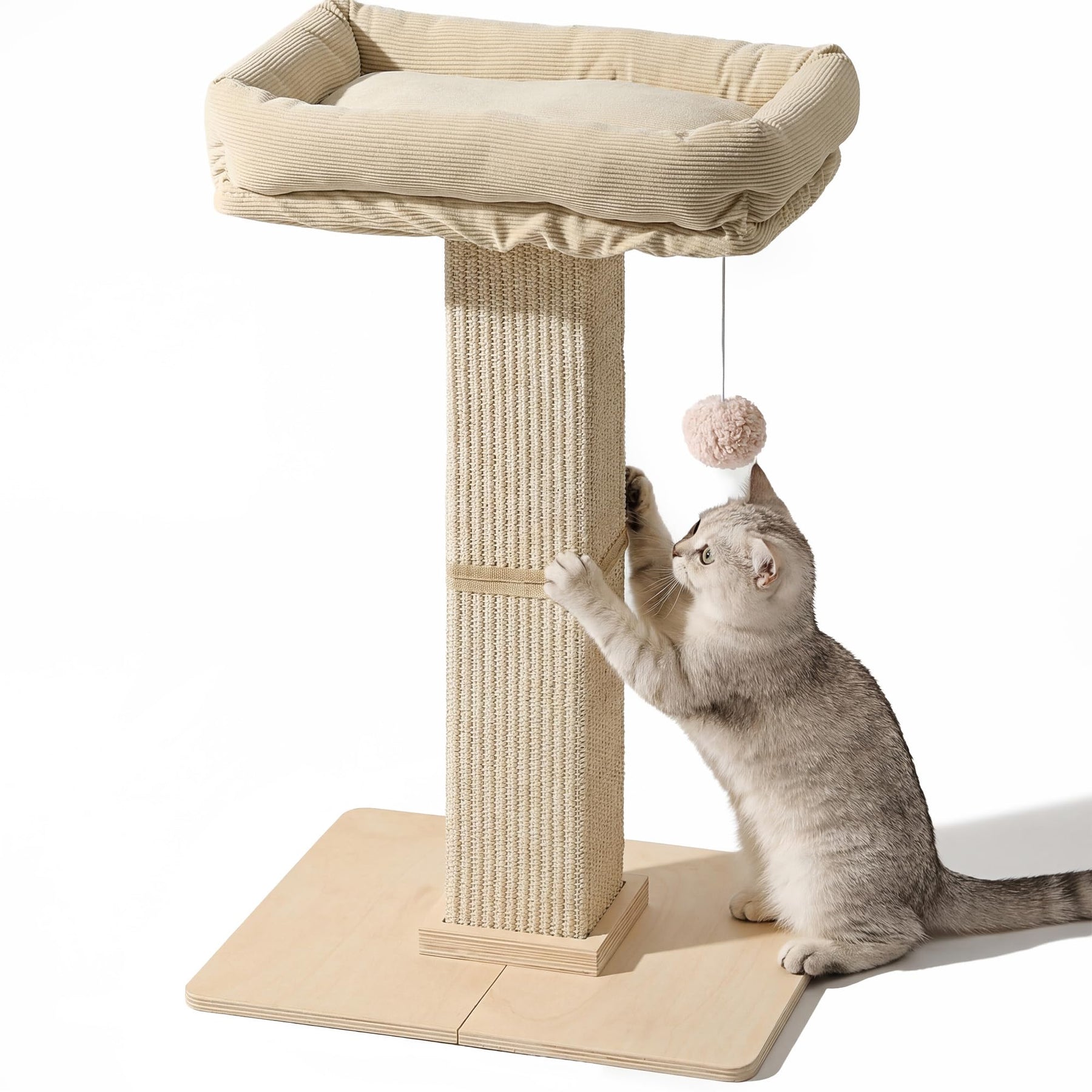 Tall Cat Scratching Post with Perch & Bed
