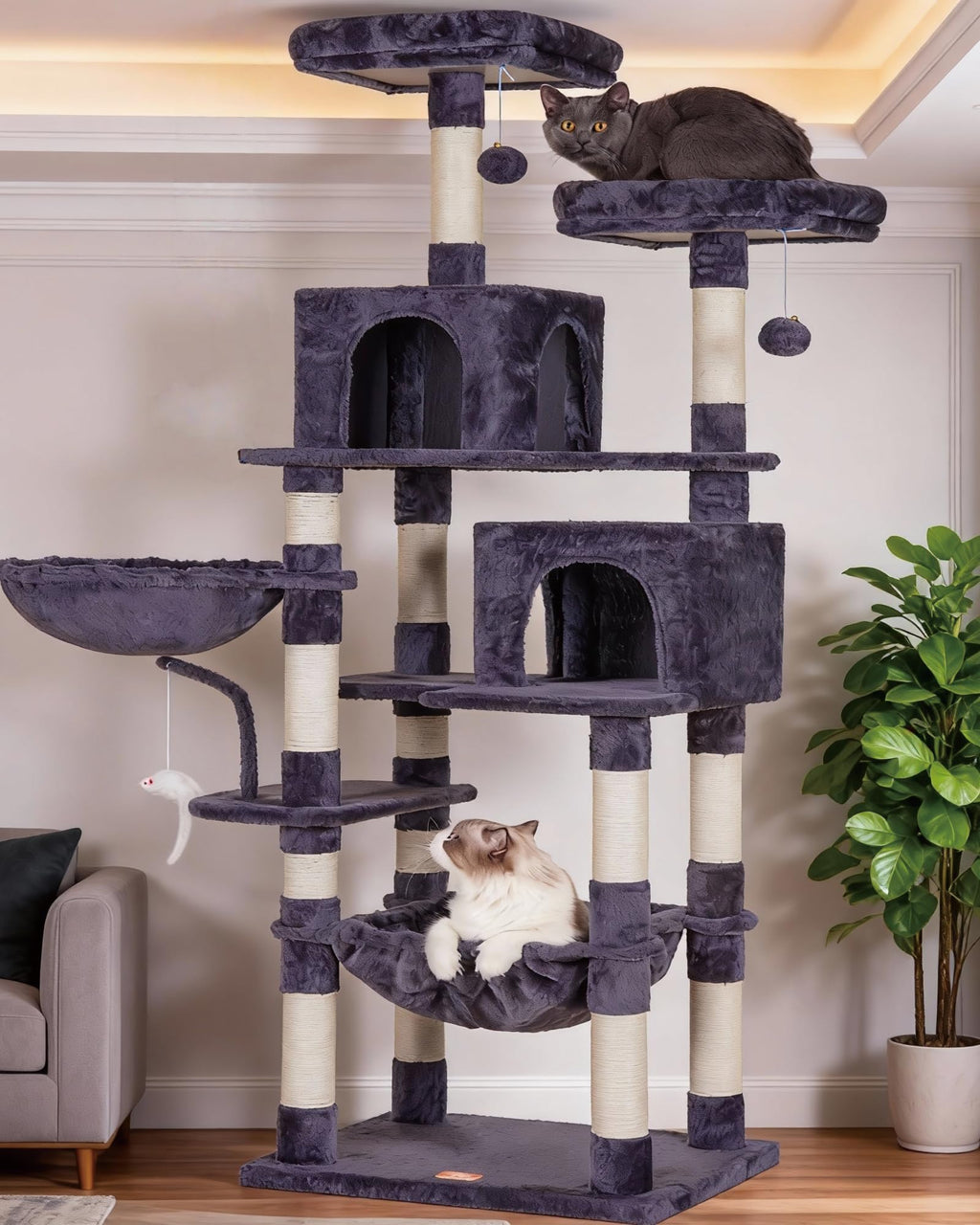 Cat Tree Tower with Hammock & Perch