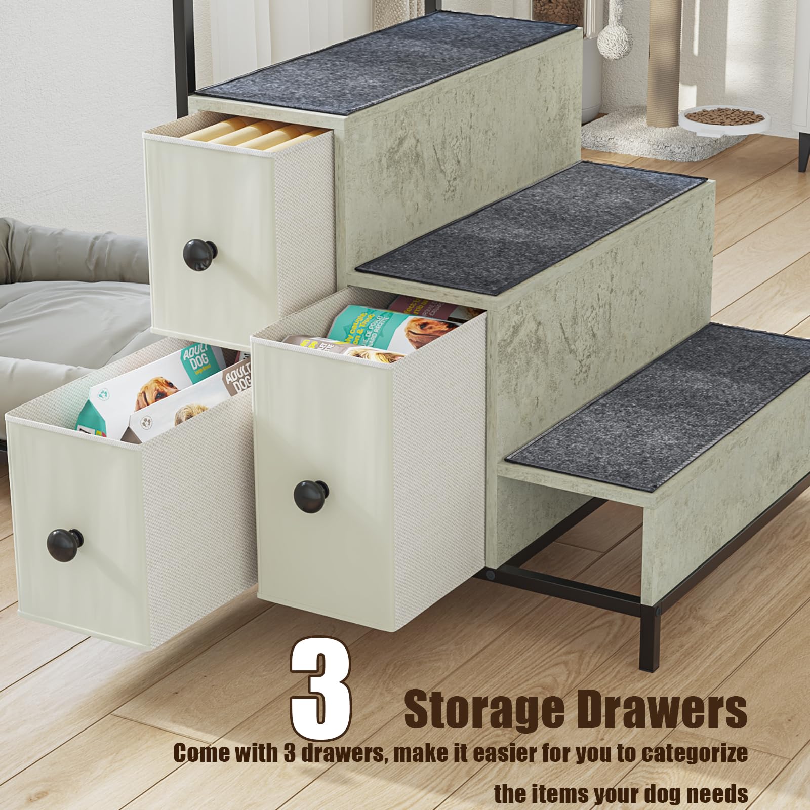 Pet Bunk Bed with Stairs & Storage