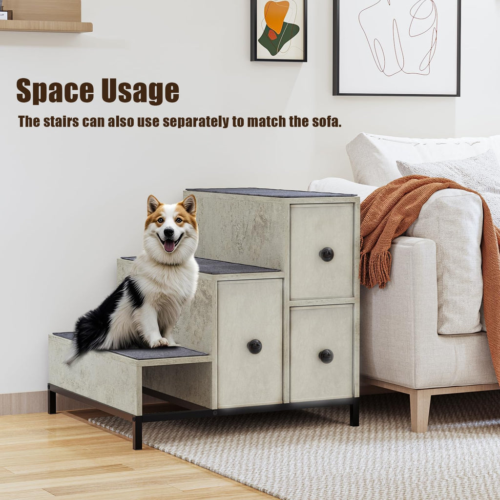 Pet Bunk Bed with Stairs & Storage