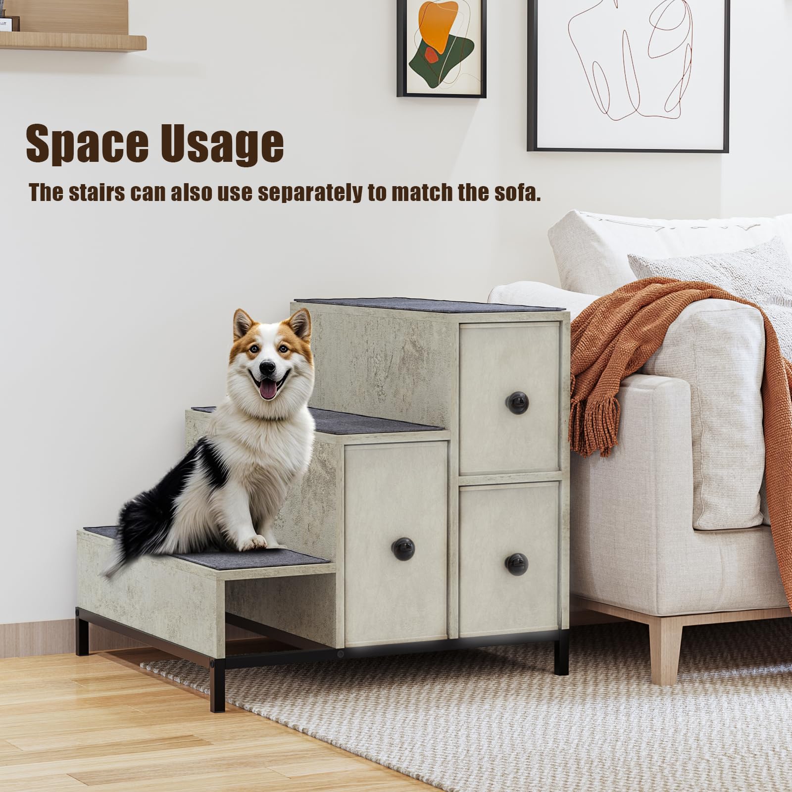 Pet Bunk Bed with Stairs & Storage