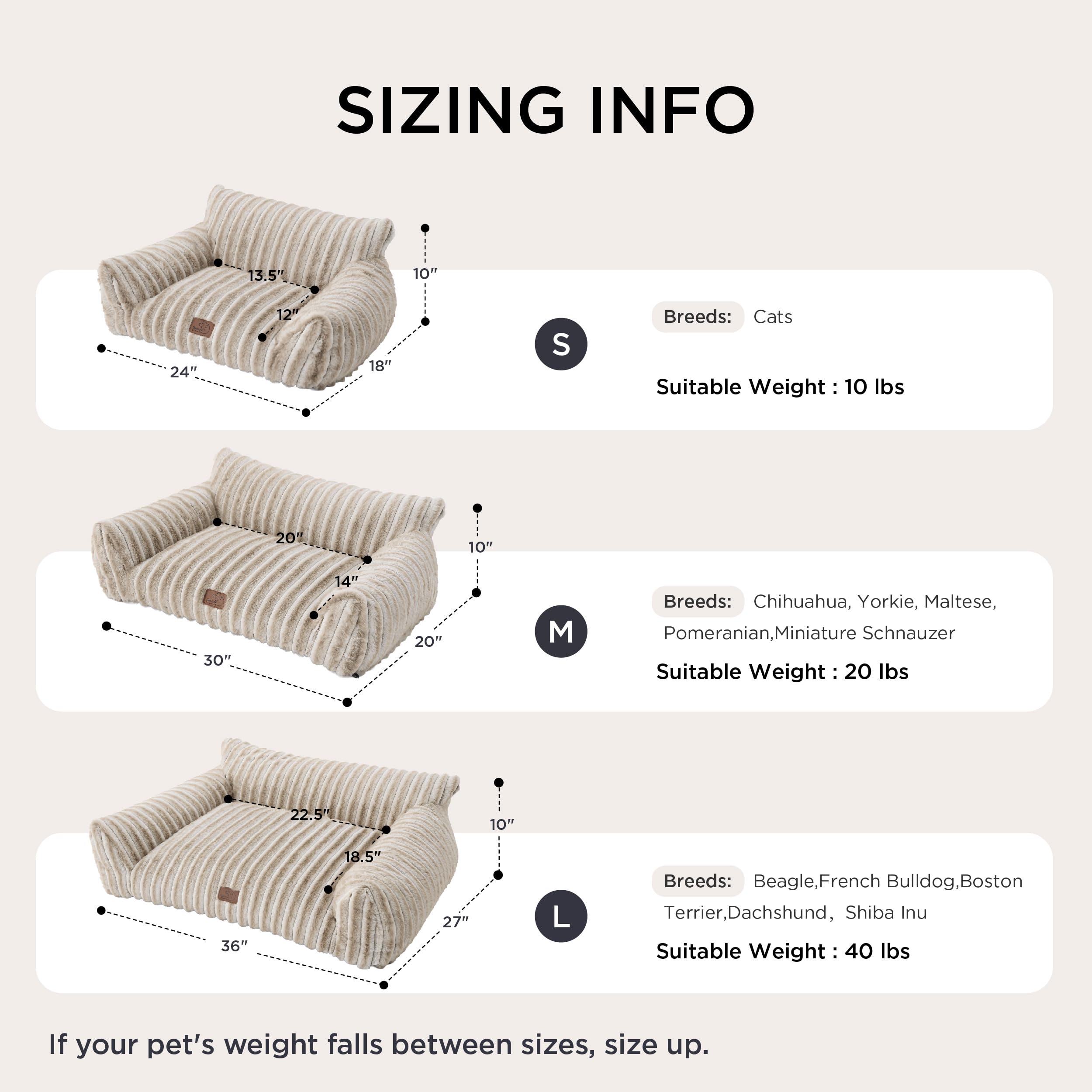 Fluffy Pet Couch Bed with Washable Cover