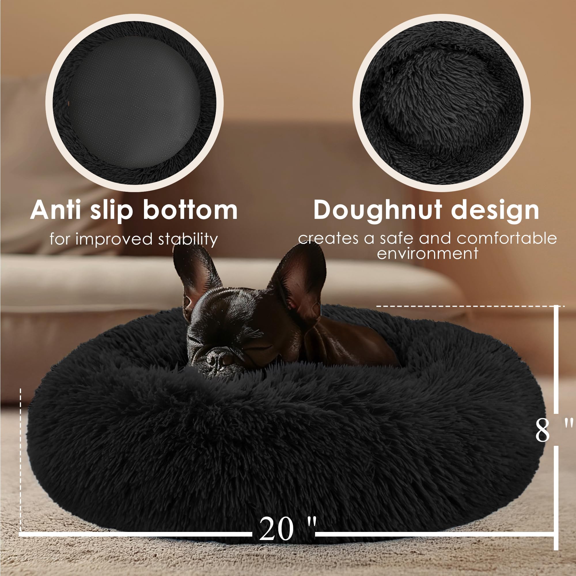 Anti-Anxiety Round Dog Bed for Small Dogs