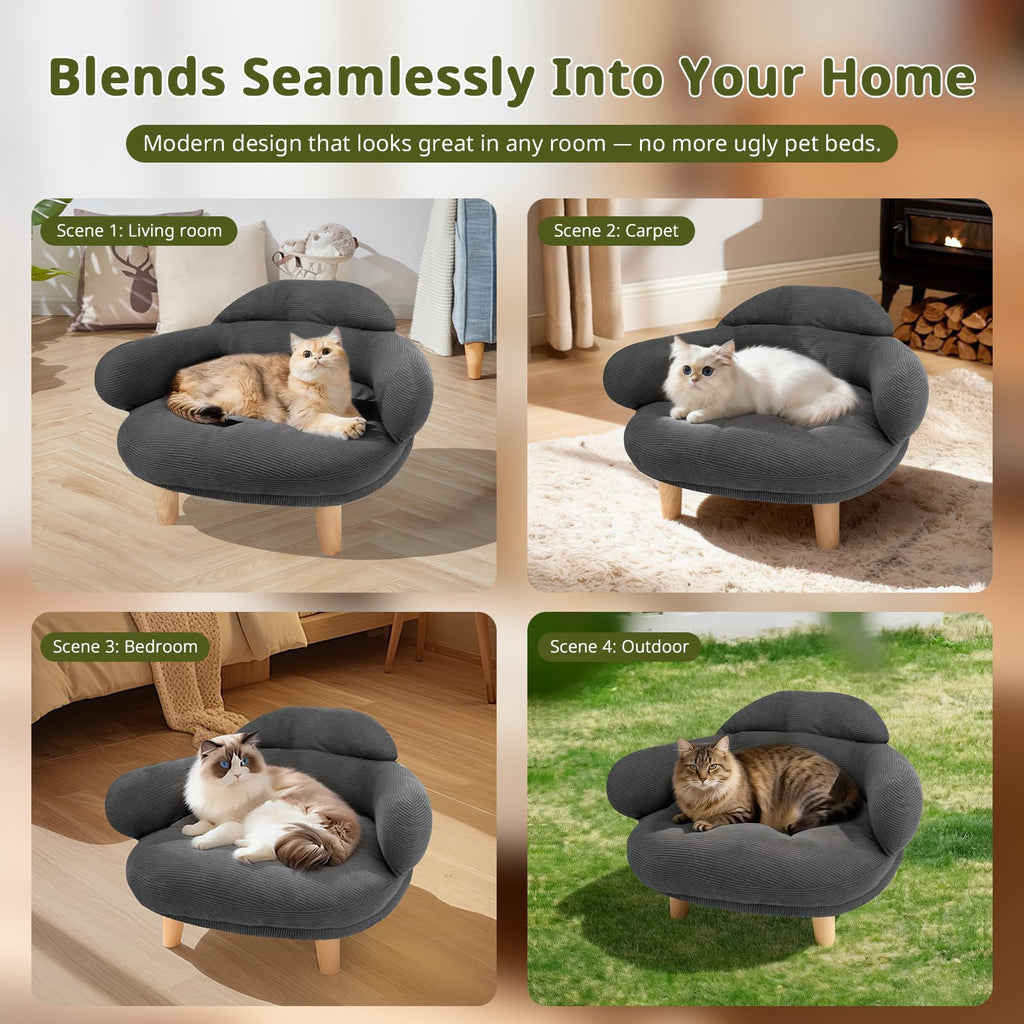 Furniture-Style Cat Sofa Bed with Washable Cover