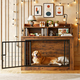 Wooden Dog Crate with Storage Shelves