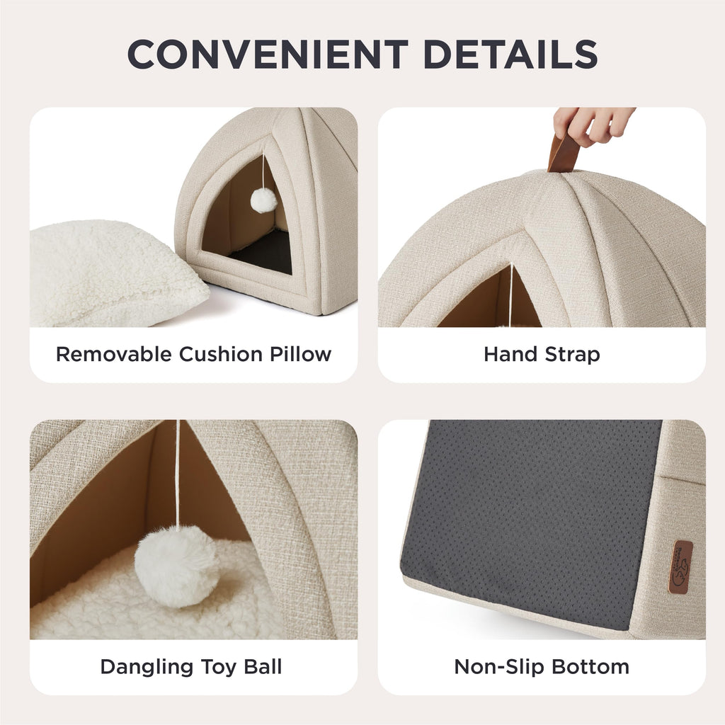 2-in-1 Cat Cave Bed with Cushion