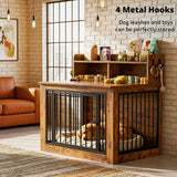 Wooden Dog Crate with Storage Shelves