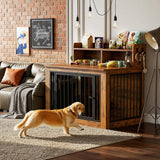Wooden Dog Crate with Storage Shelves